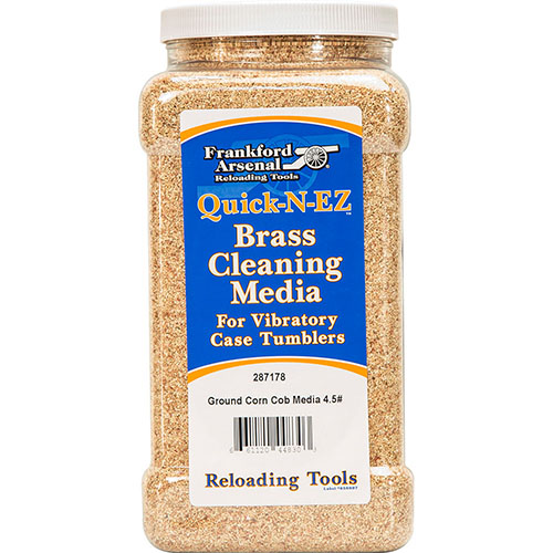 Reinige deine Hülsen mit Frankford Arsenal Brass Cleaning Media! 🌽 4,5 lbs. in einem praktischen Behälter für effektive Ergebnisse.