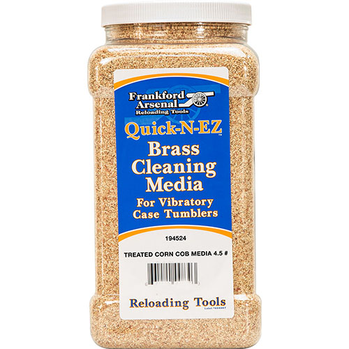 Hol dir das Frankford Arsenal Brass Cleaning Media! 🌽 Behandelte Corn Cob Media für perfekte Messingpolitur in einem praktischen Behälter.