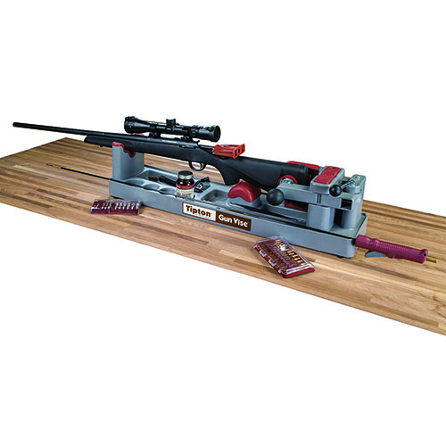 Sichere dein Gewehr mit dem Tipton Gun Vise! 🛠️ Ideal für Reinigung und Wartung. Robuste Konstruktion und praktische Fächer für alles, was du brauchst.