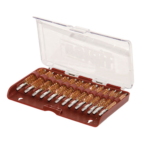 Entdecke das Tipton 13-teilige Bronze Bristle Rifle Bore Brush Set 🛠️ für präzise Reinigung von .17 bis .45 Kaliber. Ideal für Schützen!