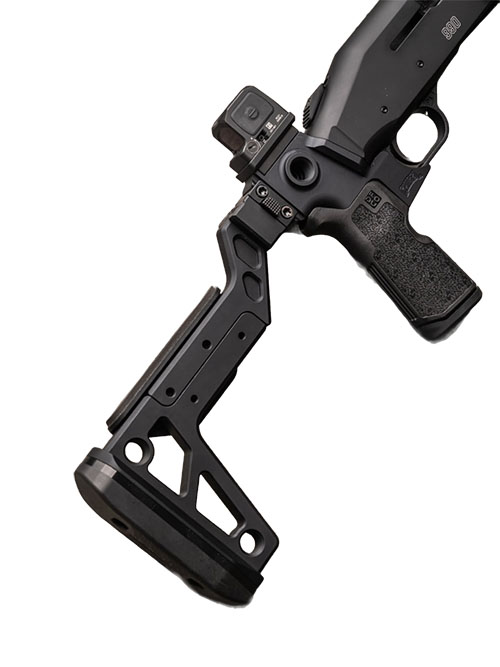 Der Mossberg 990 Folding Stock von CHISEL MACHINING bietet dir eine kompakte und vielseitige Lösung für dein Gewehr, ideal für Transport und schnelle Einsätze.
