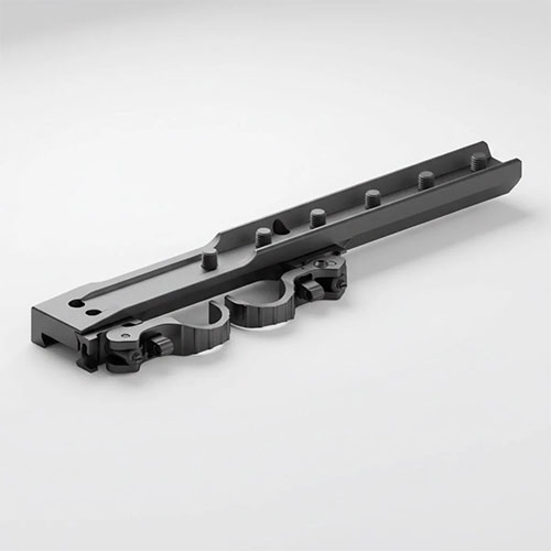 Die ERATAC-Bridge Mount für Pulsar NV bietet eine CNC-gefräste, robuste Aluminiumkonstruktion, eine matte, kratzfeste Oberfläche und vielseitige Befestigungsoptionen.