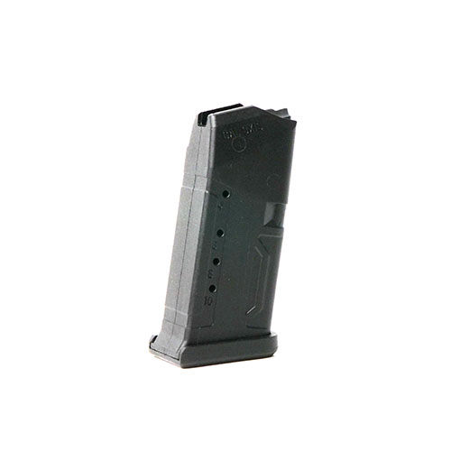 Das 10 Round Glock Magazin 9mm bietet eine rostfreie Stahlfeder, eine leicht abnehmbare Bodenplatte zur Reinigung und Fenster zur Kapazitätsanzeige.