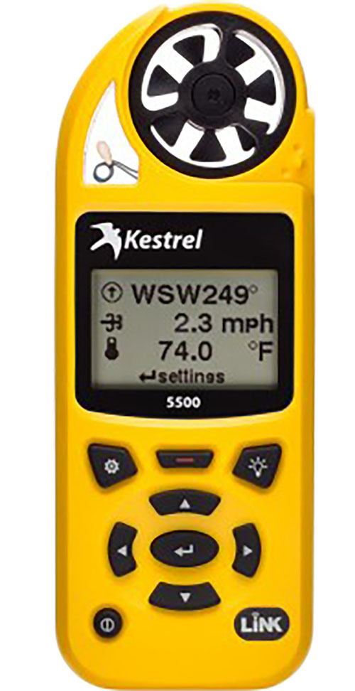 Der Kestrel 5500 Wettermesser bietet präzise Messungen, ist robust und wasserdicht, hat ein hochauflösendes Display und ermöglicht die drahtlose Datenübertragung.