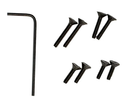 Das praktische Ersatzschraubenset für das MagnetoSpeed V3 Chronograph enthält 2 Schrauben in drei Größen und einen passenden Inbusschlüssel für einfache Installation.