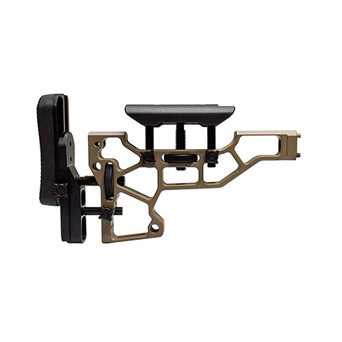 Entdecke den MDT Rifle Stock für ACC/ESS Chassis! 🛠️ Werkzeuglose Anpassung für perfekten Komfort und Leistung beim Schießen.