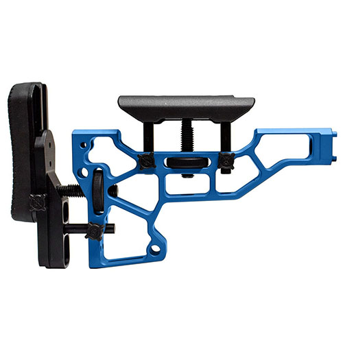 Erlebe den MDT Rifle Stock für ACC/ESS Chassis in Blau! 🔧 Werkzeuglose Anpassungen bieten Komfort und optimale Leistung für dein Schießen.