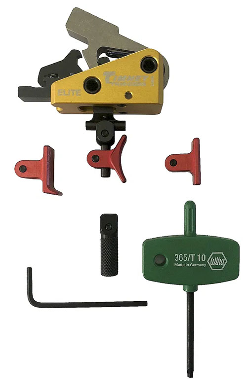 Der AR CALVIN ELITE Trigger bietet einen präzisen 1,5 lb Abzug, eine schnelle Rücksetzung und anpassbare Trigger Shoes für deinen perfekten Schuss.