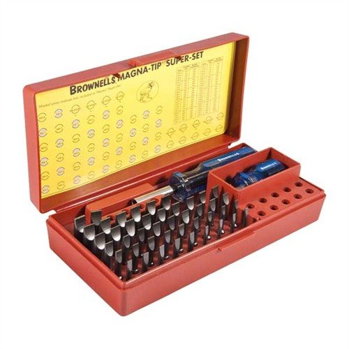Entdecke das MAGNA-TIP 44 BIT PROFESSIONAL SCREWDRIVER SET 🛠️ von BROWNELLS für präzises Arbeiten. Perfekt für jeden Büchsenmacher!