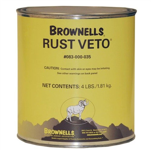 Schütze deine Waffen mit Brownells Rust Veto 4LB 🛡️! Effektiver Rostschutz für Langzeitlagerung, einfach anzuwenden und hochwirksam.