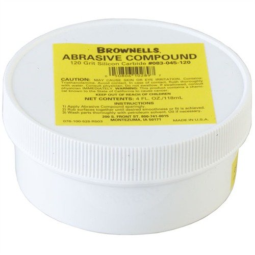Entdecke das BROWNELLS Silicon Carbide Abrasive Compound 120 Grit! Ideal zum Schleifen von Stahlteilen. ✨ Langlebig und effektiv!