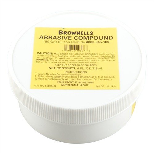 Entdecke das BROWNELLS Silicon Carbide Abrasive Compound 180 Grit 🛠️ – ideal für hartes Anpassen von Stahlteilen. Langlebig und effektiv!