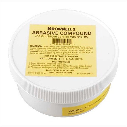 Entdecke das BROWNELLS Siliziumkarbid-Schleifmittel 400 Grit für präzises Anpassen von Stahlteilen. ✨ Langlebig und effektiv!