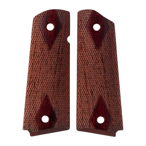 Entdecke die 1911 DOUBLE DIAMOND COCOBOLO GRIPS! 🌳 Hochwertige Cocobolo-Griffe für deinen Government. Stil und Stärke in einem.