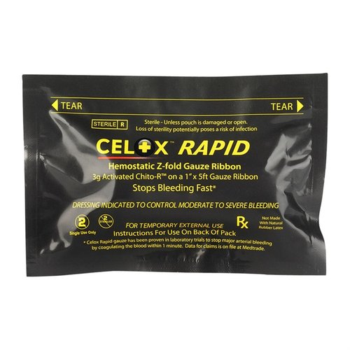 Entdecke das Celox Rapid Ribbon Hemostatic Gauze! 🩹 Stoppe Blutungen schnell und effizient in nur 60 Sekunden – ideal für Notfälle.