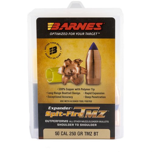 Entdecke die BARNES SPIT-FIRE TMZ Geschosse in 50 Caliber und 250 Grain. Ideal für deine nächste Jagd! 🔥 Hol dir jetzt die beste Leistung!