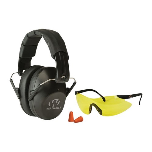 Schütze deine Ohren und Augen mit dem Walkers Pro Low-Profile Folding Earmuff & Shooting Glasses Kit! 🎯 Komfort und Sicherheit in einem Paket.