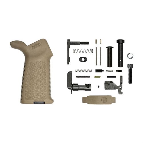 Baue deinen Aero Precision AR-15 mit dem MOE Lower Parts Kit 🛠️ ohne Feuerkontrolleinheit. Vielseitig und in FDE erhältlich!