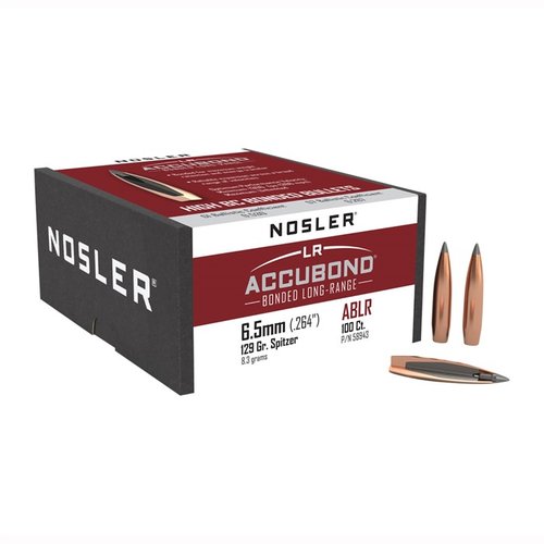 Entdecke die ACCUBOND LONG RANGE 6.5MM Spitzer-Kugeln von NOSLER! 🏹 Höchste Leistung und Präzision für deine Jagd-Needs. 100 Stück pro Box.