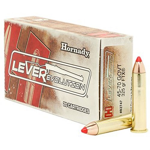Die LEVERevolution 45-70 Government 325gr FTX Munition bietet dir sichere FTX-Kugeln für dein Magazin, flachere Flugbahnen und beeindruckende Energie sowie Expansion.
