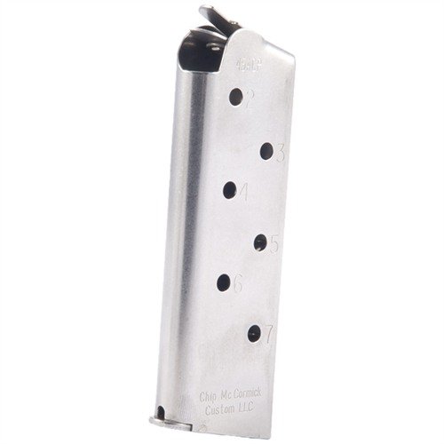 Entdecke die 1911 Officer 7RD .45 ACP Magazine von Chip McCormick. 🏆 Hochwertige Verarbeitung für zuverlässiges Schießen und mehr Kapazität!