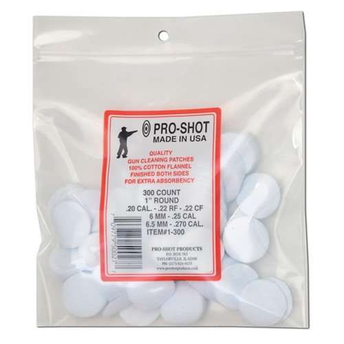 Entdecke die .22-.270 Kaliber 1 Zoll Patches von Pro Shot! 🧼 Ideal für die Laufreinigung, 300 Stück für eine gründliche Pflege.