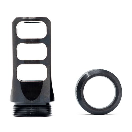 Entdecke den MUZZLOK 8.6 BLACKOUT Muzzle Brake von Faxon! 🎯 Einfach zu installieren, ohne Crush-Washer. Perfekt für dein Setup!