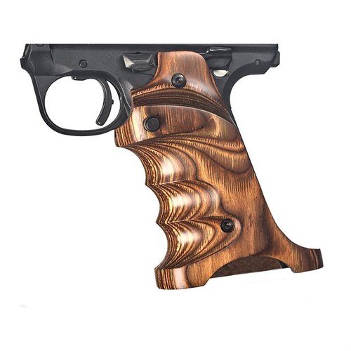 Verbessere deinen Halt mit den LAMINATE GRIPS für Ruger Mark IV 22/45! 🌟 CNC-gefräst aus braunem Holz für Stabilität und Komfort.