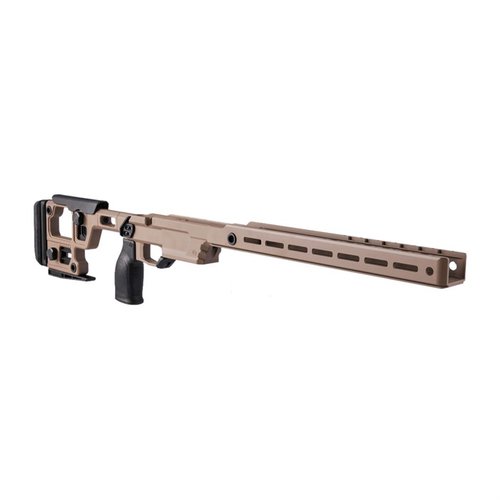 Entdecke das SOLUS Competition Chassis in FDE Cerakote! 🛠️ Perfekte Passform und Modularität für dein Remington 700 Gewehr. Jetzt anpassen!