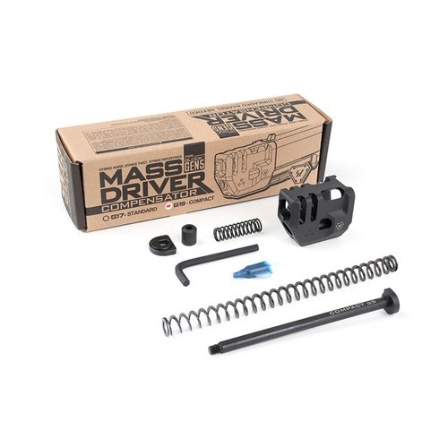 Entdecke den Strike Industries G5 Mass Driver Comp für GLOCK 19 🚀. Revolutioniere deinen Schuss mit weniger Rückstoß und einfacher Montage!
