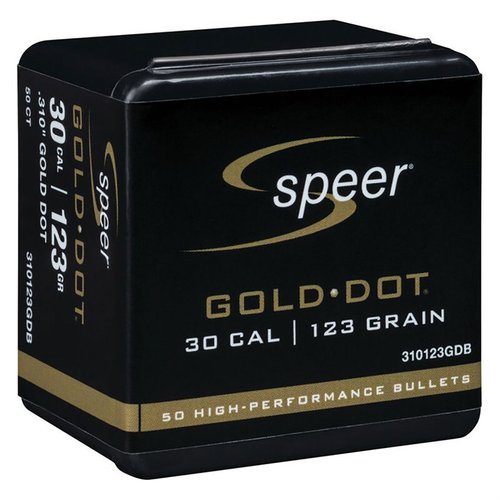 Entdecke die Speer Gold Dot 30 Kaliber Geschosse mit 123gr Soft Point. 🏹 Exzellente Genauigkeit und zuverlässige Leistung für deinen Schutz!
