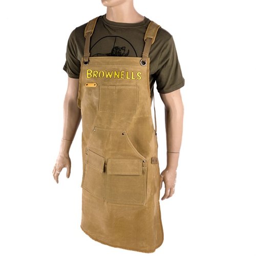 Entdecke die Brownells PREMIUM SHOP APRON! 🛠️ Robuste, gewachste Canvas-Schürze mit vielen Taschen und gepolsterten Schultergurten für besten Komfort.