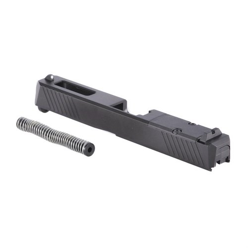 Vollständig montierte Slide Assembly für die Glock® 43, erhältlich mit verschiedenen Laufoptionen, ideal für Upgrades oder Neubauen deiner Pistole.