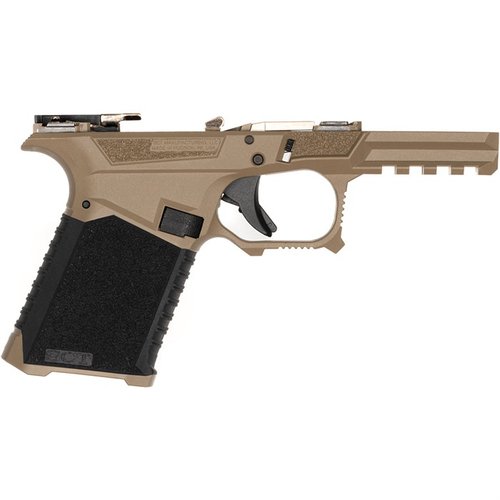 Der SCT 19 Overmold Frame bietet ergonomischen Komfort, aggressive Textur für besseren Grip, Picatinny Rail, und ist kompatibel mit Glock® Gen 3 Teilen.