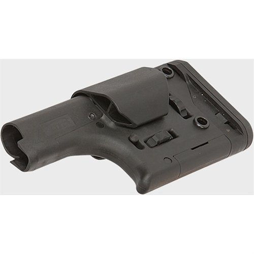 Der DESIGNATED MARKSMAN RIFLE (DMR) Buttstock bietet einfache, werkzeuglose Anpassungen für Höhe und Länge, perfekt für 5.56 Gewehre ohne Änderungen am Buffer Tube.