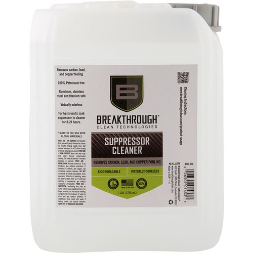 Der Breakthrough Clean Suppressor Cleaner ist ein wasserbasierter, ammoniakfreier Reiniger, der hartnäckige Kohlenstoff- und Bleirückstände sicher entfernt.