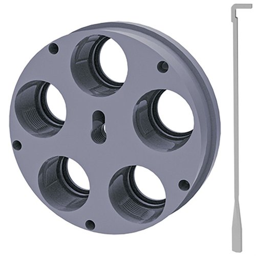 Der 5-Hole Ultimate Tool Carrier für die Ultimate Turret Press bietet präzise Verarbeitung und Kompatibilität mit Lee Breech Lock Bushing für schnelles Nachladen.