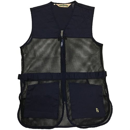Die BOB ALLEN FULL MESH DUAL PAD SHOOTING VEST bietet leichten Mesh-Stoff für bessere Belüftung, verstellbare Seiten und Taschen für Schrotpatronen.