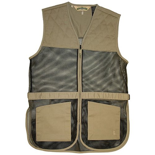 Die BOB ALLEN FULL MESH DUAL PAD SHOOTING VEST bietet leichtes Mesh für optimale Belüftung, verstellbare Seitenlaschen und Taschen für Schrotpatronen.