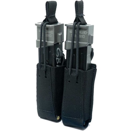 Der GBRS Group Double Pistol Magazine Pouch bietet MOLLE/BELT Kompatibilität, abnehmbare Bungee-Retention und eine glatte Handhabung für gängige Doppelmags.