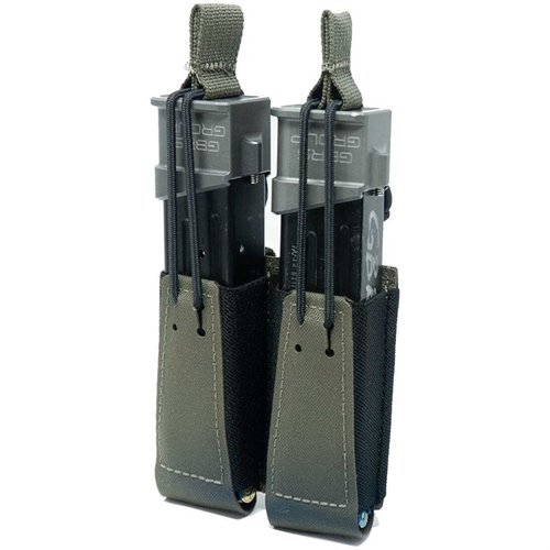 Die GBRS Group Double Pistol Magazine Pouch bietet MOLLE/BELT-Kompatibilität, abnehmbare Bungee-Retention und sorgt für einen reibungslosen Zugriff auf deine Magazine.