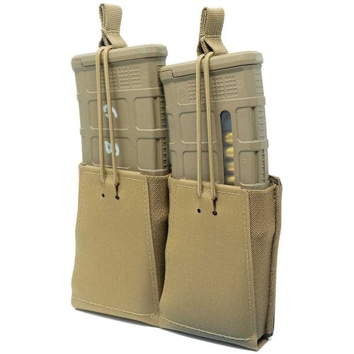 Die GBRS Group Double Rifle Magazine Pouch bietet MOLLE/BELT-Kompatibilität, abnehmbare Bungee-Retention und eine glatte Entnahme für AR-15/AK-47 Magazine.