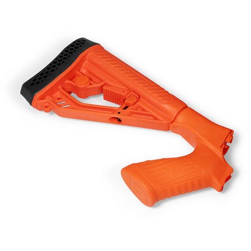 Der EX Performance Adjustable Pistol Grip Stock für Remington 870 bietet eine einstellbare Länge, QD-Schwenkanschluss und eine robuste, rutschfeste Bauweise.