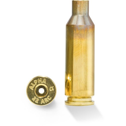 Die 22 ARC Brass von Alpha Munitions bietet optimale Leistung für AR-15, mit langlebigen Hülsen, ideal für Präzisionsschießen und Jagd auf Raubtiere.
