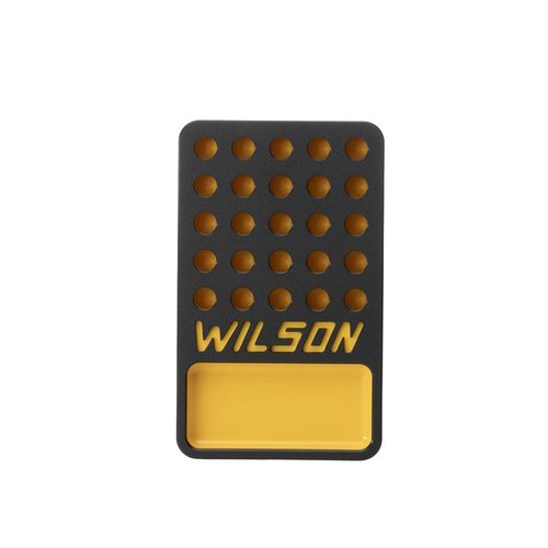 Die WILSON 25-Runden Wiederlade-Trays aus robustem HDPE bieten Platz für 25 Hülsen, eine integrierte Bullet/Primer Cup und sind in auffälligem Schwarz/Gelb.