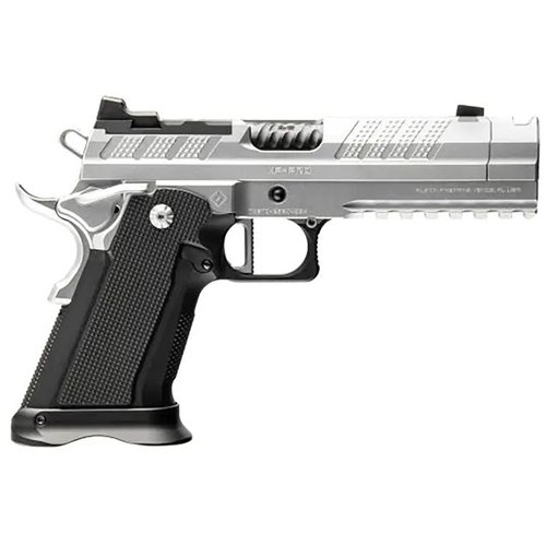 Entdecke die XP Comp 9mm, eine robuste und präzise Semi-Auto-Pistole mit Glock® 17 Magazin-Kompatibilität und modernem Kompensator für optimale Leistung.