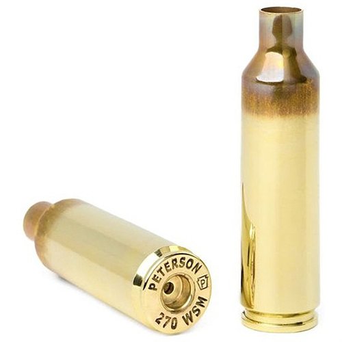 Die Peterson Cartridge 270 WSM Brass bietet match-grade Präzision, außergewöhnliche Haltbarkeit und gleichmäßige Zündungen für präzise, wiederholbare Ladungen.