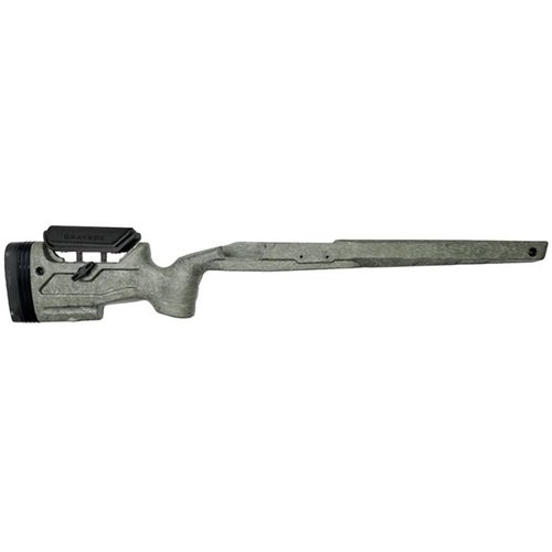 Der GRAYBOE CORE UMC kompatible Adjustable Stock bietet unübertroffene Stärke, Anpassungsfähigkeit mit verstellbarem Wangenstück und Länge, sowie AICS-Magazinkompatibilität.