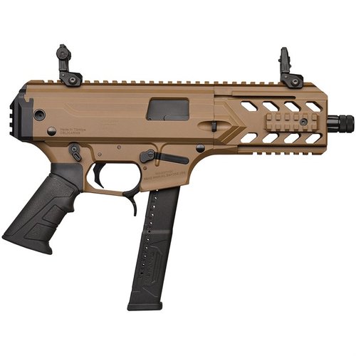 Die GForce Arms BLADE6 ist eine 9mm Semi-Auto Pistole mit 33 Schuss Magazin, Picatinny Rails für Zubehör und einer 5-jährigen Garantie – perfekt für dein Setup!