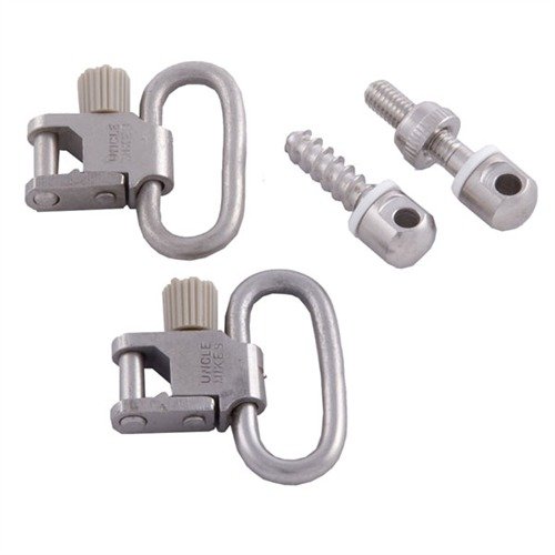 Entdecke das 115 Nickel Plated Swivel Set von Uncle Mikes! 🔧 Ideal für Edelstahlwaffen, rostbeständig und einfach zu montieren.